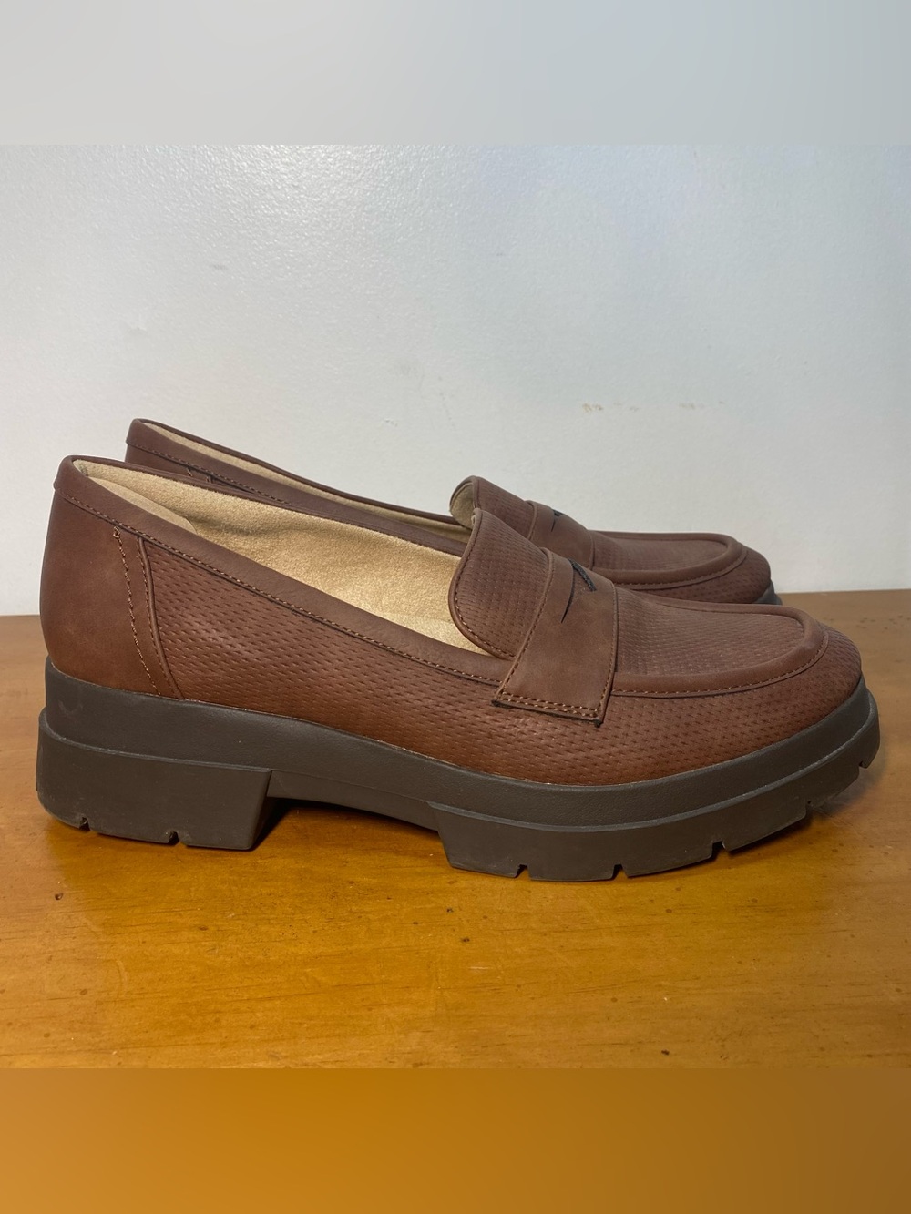 SOUL By Naturalizer Women’s 10 Ophelia Loafers Brown Leather Lug Sole Chunky